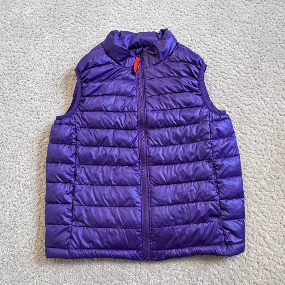 Primary Puffer Vest Size 10 Purple Lightweight Full Zip Pockets